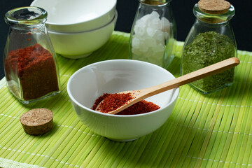paprika in white bowl
