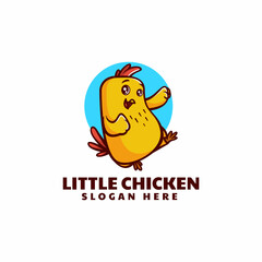 Vector Logo Illustration Little Chicken Mascot Cartoon Style.