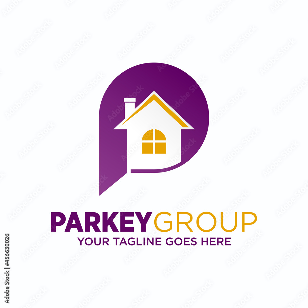 Poster simple letter or word p font with house inside image graphic icon logo design abstract concept vecto