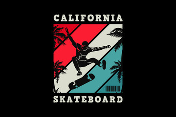 .California skateboard, design sleety retro style.