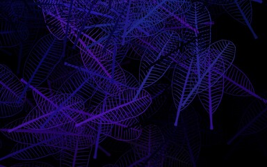 Dark Purple, Pink vector doodle template with leaves.