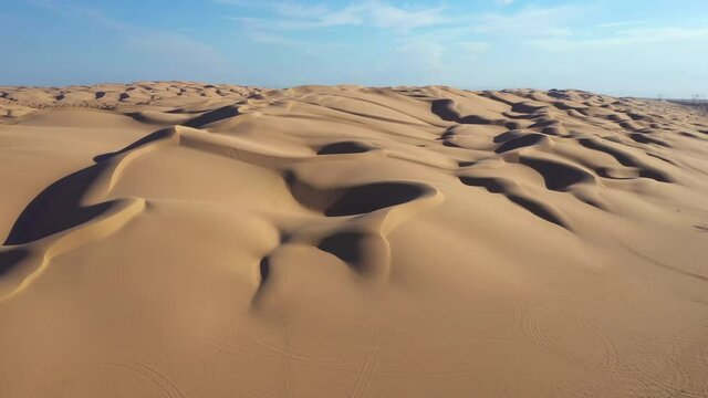 Algodones Dunes Recreation Area in California, drone forward ascend