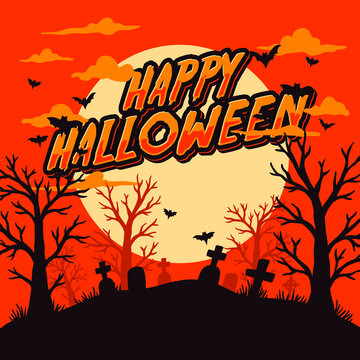 Happy halloween flat design background