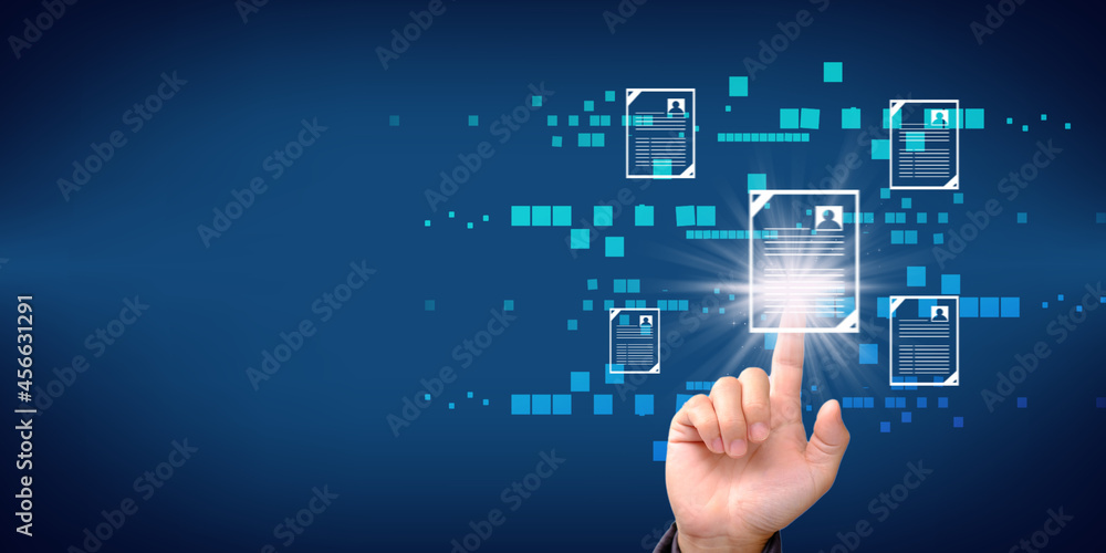 Aufkleber hand pushing a button on a touch screen interface