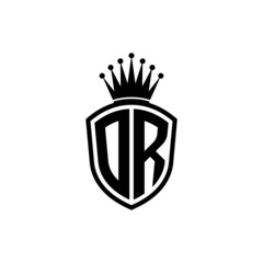 Monogram logo with shield and crown black simple DR