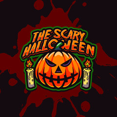 Halloween pumpkin mascot logo design