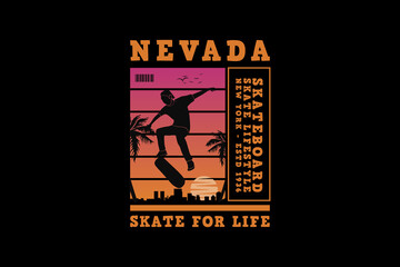 Nevada skateboard, design silhouette retro style