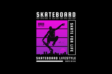 Skateboard,urban design silhouette style