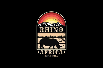 Rhino africa, design silhouette retro style © 4gladiator.studio44