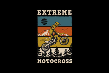 Extreme motocross, design silhouette retro style