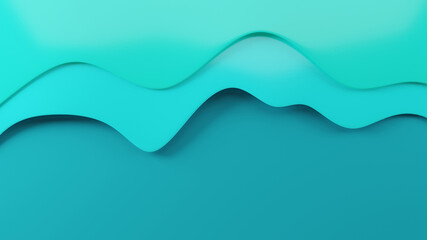 Paper cut water wave shapes style sea pattern, Modern origami design template, World Oceans Day, Abstract blue background texture 3D rendering illustration