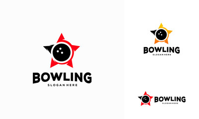 Bowling logo designs concept vector, Star Bowling logo concept