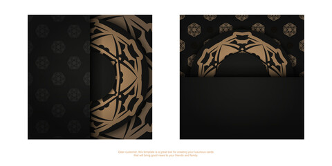 Dark color brochure with orange abstract pattern