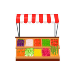 Vegetable market on a white background. Hand drawing of flat. Vector illustration.