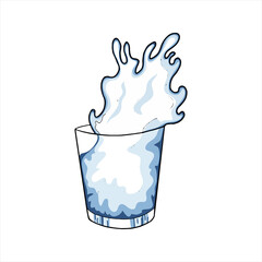 Glass of water. Hand drawing. Vector illustration in a cartoon style.