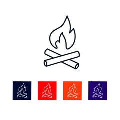 Camp Fire thin line icon stock illustration.