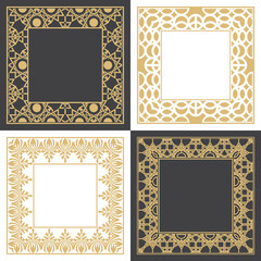 Circular decorative gold frame.