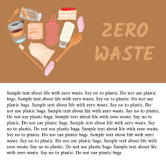 Zero Waste life set. Template banner enviroment protection. Vector illustration.