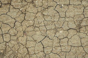 Brown dry cracked ground. Dried clay texture and patterns cracked surface of clay and land.