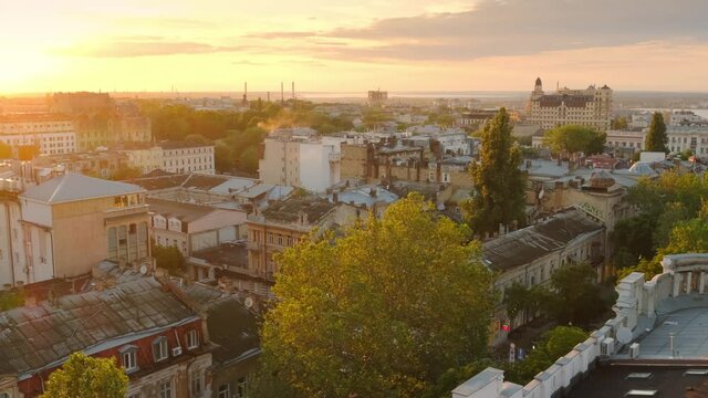 Cityscape of Odessa at sunset, Ukraine