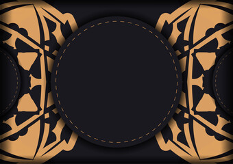 Greeting card in dark color with orange greek ornaments