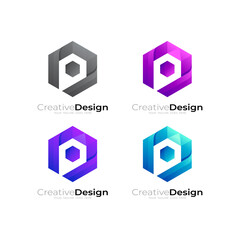 Abstract hexagon logo with technology design vector