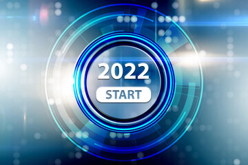 Fototapeta premium Button with the start of the year 2022