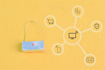 Online shopping and paying purchased goods concept. Online shopping and e-commerce concept