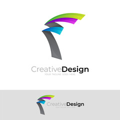 F logo and colorful design vector, simple image