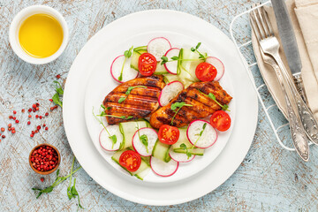 Chicken and fresh vegetable salad