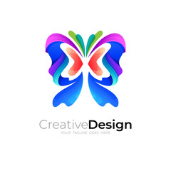 Abstract butterfly icon vector, colorful style logos