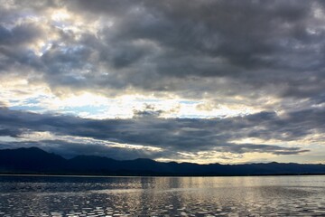 sunset over the lake