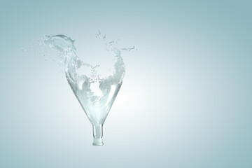 Water splash out of glass bottle