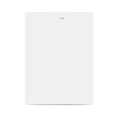 Blank sheet on wall attached with metal nail in realistic vector illustration