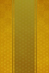 金色で塗り分けられた市松と麻葉模様の和柄背景（ハガキ比率）