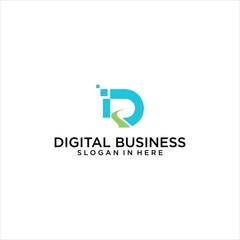 digital solution logo,initial letter d and pixel vector