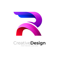 Abstract letter R logo with colorful design vector