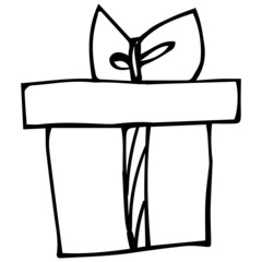 Vector illustration of a hand-drawn gift for the holidays. Collection of New Year, Christmas. Design for greeting cards, posters, stickers, prints, holiday decor.