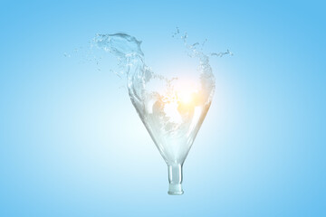 Water splash out of glass bottle