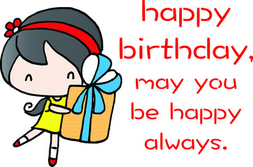 vector cartoon boy girl with gift happy birthday card