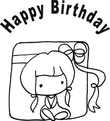 vector cartoon boy girl with gift happy birthday card