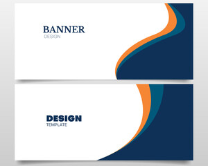 business banner design template set with blue green and orange