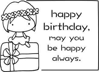 vector cartoon boy girl with gift happy birthday card