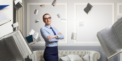 Young businesswoman portrait, thinking face expression