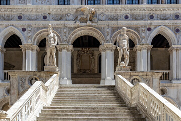 statue of Neptune and Mars at the Giants Staircase at the Doges Palace (Palazzo Ducale) in Venice