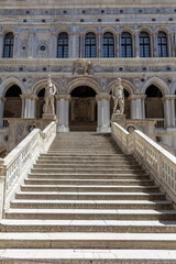Fototapeta na wymiar statue of Neptune and Mars at the Giants Staircase at the Doges Palace (Palazzo Ducale) in Venice