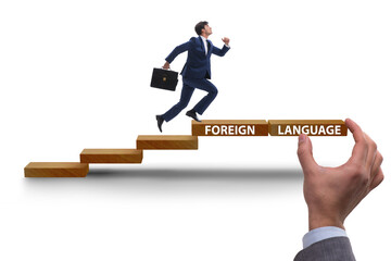 Foreign language concept with steps