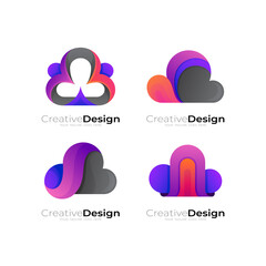 Set cloud logo and colorful design , sky icons