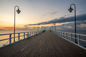 Wooden Pier in Gdynia Orlowo during the spectacular sunrise