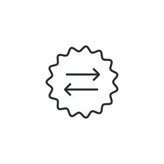 The seal of the exchange transaction. Exchange of goods and services. Vector linear icon isolated on white background.